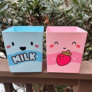 Milk and Strawberry Themed Storage Bins